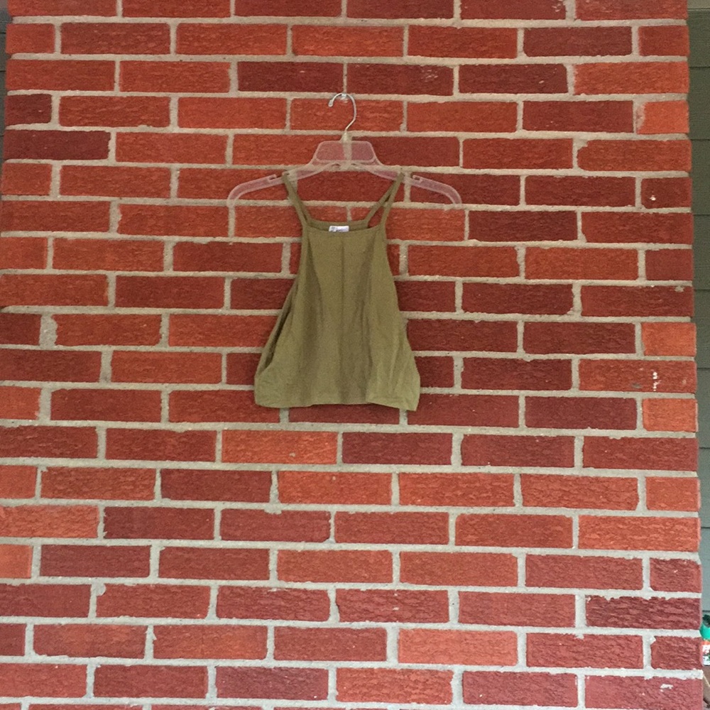 Camo green high neck crop tank top